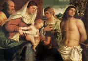 Sebastiano del Piombo The Sacred Family with Holy Catalina, San Sebastian and an owner.the Holy Sweden oil painting artist
